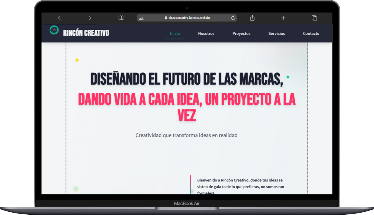 Captura de pantalla del proyecto Rincón Creativo - Plantilla Agencias Creativas (Hermes)