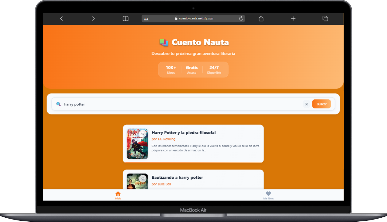 Captura de pantalla del proyecto Cuento Nauta - Biblioteca Digital Moderna