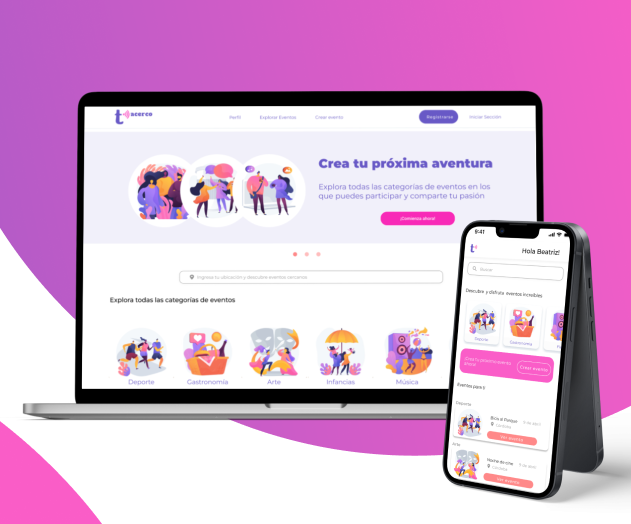 Captura de pantalla del proyecto T-Acerco - Plataforma Social de Eventos (Team Leadership)